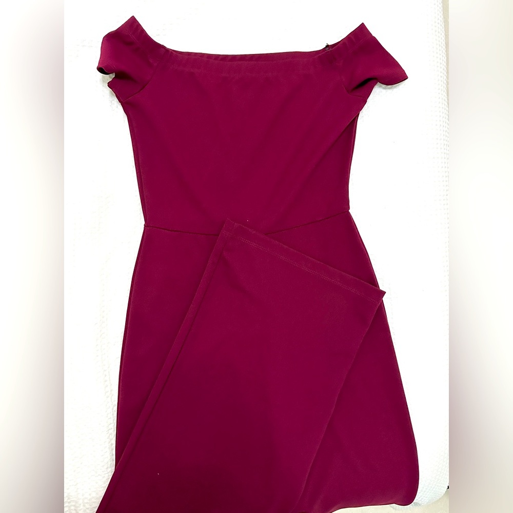 Off the shoulder red jumpsuit